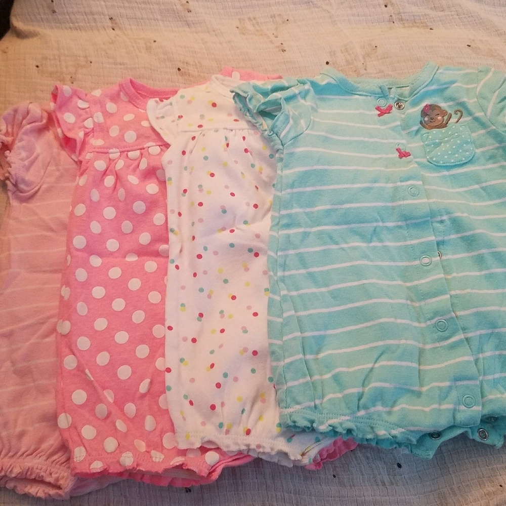4 Girl's Rompers 6 Months
